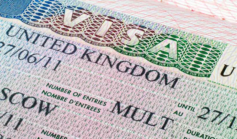 Passport with a UK vignette stamp