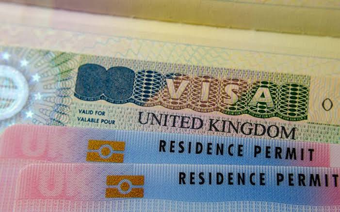 UK visa stamp on a passport